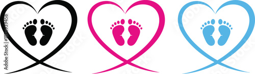 baby newborn footprint heart love family maternity parenthood pregnancy birth child infant care motherhood fatherhood memory keepsake symbol icon illustration