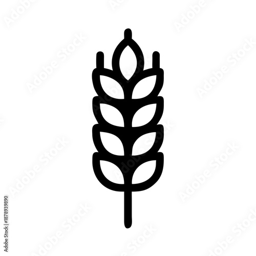 Grain stalk icon in minimalist style, black and white concept
