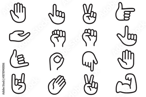 Cartoon hands showing different numbers and gestures