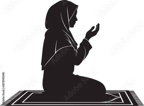 Black vector illustration of a business woman person silhouette working on a laptop art