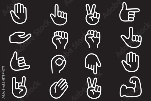 Cartoon hands showing different numbers and gestures