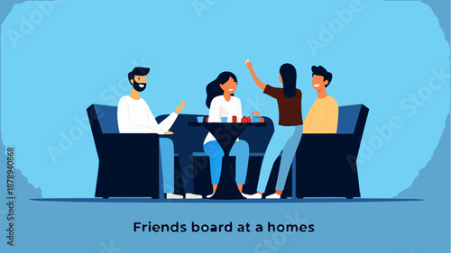 Friends enjoying board games at home together