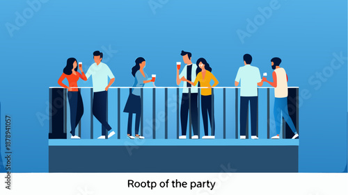 Friends enjoying drinks on rooftop party together
