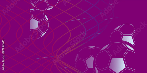 Soccer Layout template design, football,  purpletone, sport background. Abstract vector illustration featuring a hexagonal