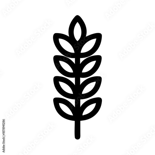 Grain stalk icon in clean minimalist style, black and white concept
