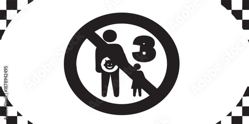 Prohibition sign vector icon, not suitable for children under 3 years symbol, safety warning concept, red round sign, isolated on transparent background, simple modern design