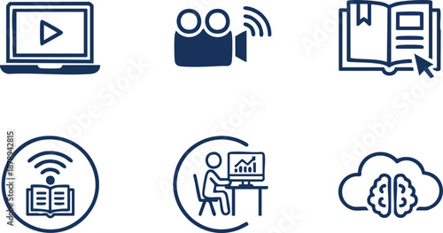 Communication and radio icons vector set for web and media design