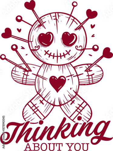 Sassy Voodoo Doll Valentine day svg, Thinking about you Valentine svg, Anti Valentine Voodoo Doll SVG