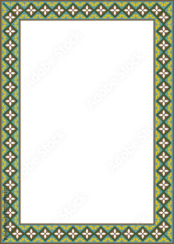 Vector colored square classic renaissance ornament. Rectangle, european border, revival style frame