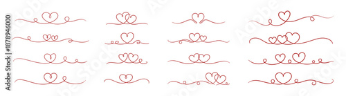 Romantic heart flourish decorative vector line art illustration love border ornament swirl calligraphy frame graphic design on transparent background