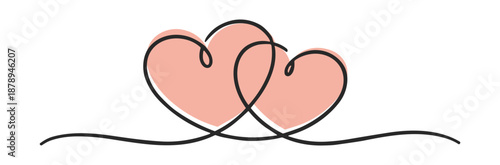 Romantic heart couple vector illustration decorative love swirl outline clipart graphic design element abstract shape symbol on transparent background