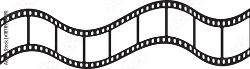Curved wavy movie film strip border vector