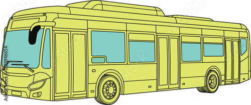 Modern city bus vector illustration, urban public transportation vehicle design, clean outline style, flat color transit bus isolated on white