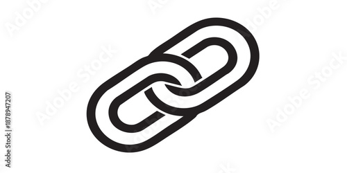 Link vector icon, chain link symbol, partnership concept, black outline and filled style, isolated on transparent background, simple modern design