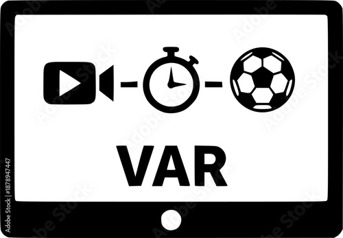 VAR Video Assistant Referee Monitor Screen Vector Symbol
