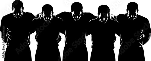 Football Defensive Wall Players Silhouette Vector
