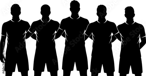 Football Defensive Wall Players Silhouette Vector
