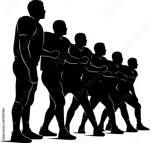 Football Defensive Wall Players Silhouette Vector
