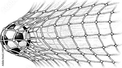Football Goal Net Impact Distortion Stipple Vector

