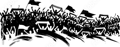 Abstract Ink Brush Crowd Waves Football Fans Vector
