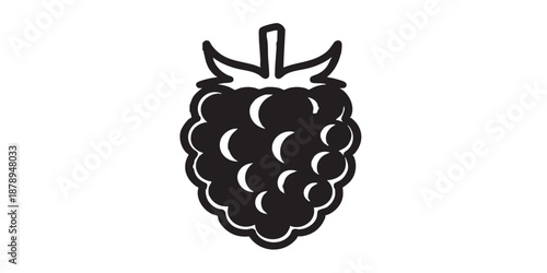 Blackberry vector icon, fresh fruit symbol, berry concept, black outline and filled style, isolated on transparent background, simple modern design