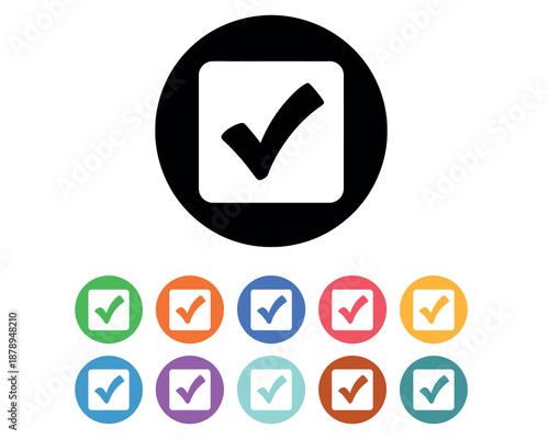 Vibrant checkmark icons in various colors for business and design use vector.