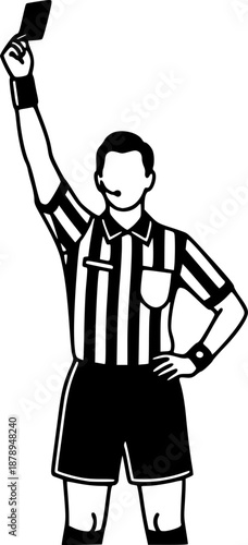 Football Referee Showing Red Card Minimalist Line Vector

