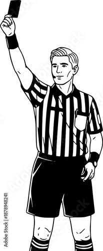 Football Referee Showing Red Card Minimalist Line Vector
