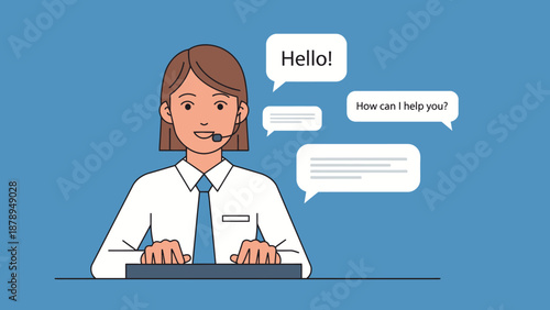 Cartoon Female Customer Support Representative.