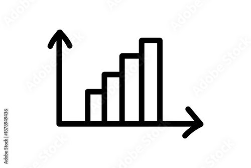 A simple black and white bar graph icon with increasing bars