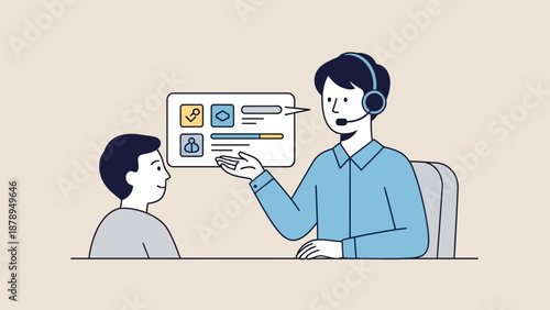 Customer Support Representative Wearing Headset.