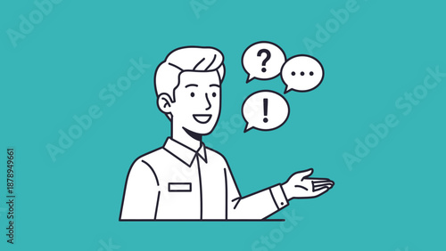 Man with Thought Bubbles Questioning.