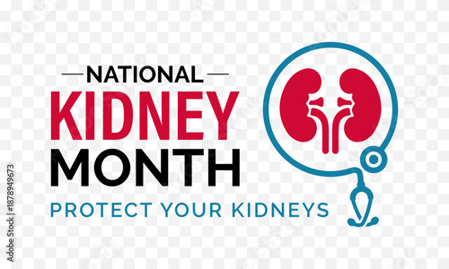 National Kidney Month is observed every March to raise awareness about kidney health, prevention, and early care. Banner poster, flyer and background design template.