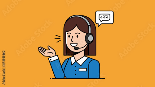 Woman Customer Service Representative Wearing Headset.