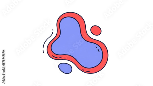 Abstract shapes illustration featuring red and blue forms in a simple design
