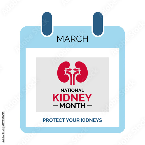 National Kidney Month is observed every March to raise awareness about kidney health, prevention, and early care. Banner poster, flyer and background design template.