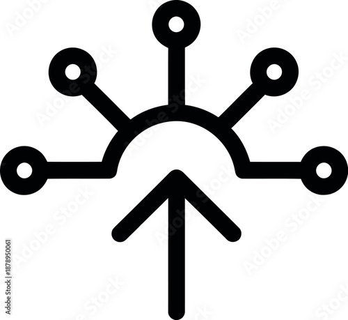 Symbolic sun with radiating lines