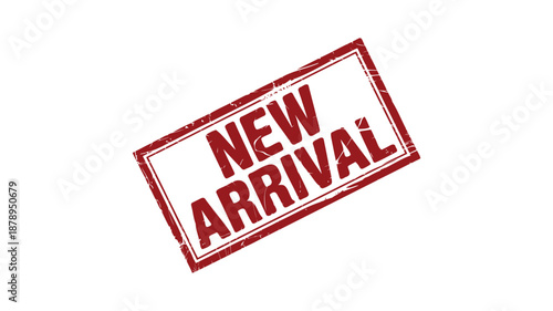 Red Rubber Stamp With New Arrival Text On White  Background