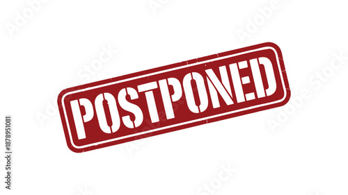 Vintage Red Postponed Rubber Stamp On White Background