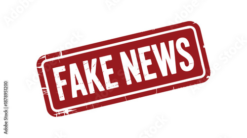 Vintage Red Rubber Stamp With Fake News Text In White Background