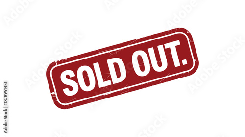 Vintage Red Sold Out Rubber Stamp On White Background