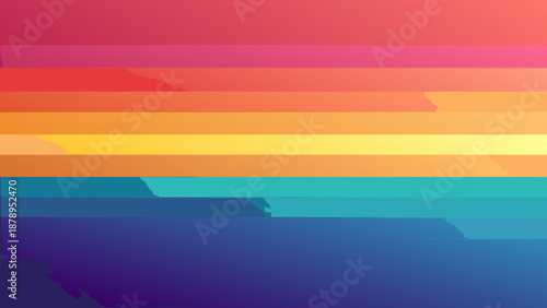 A beautiful orange sunset reflects over the calm blue ocean horizon as the summer sun meets the sea under a glowing evening sky in this nature landscape view