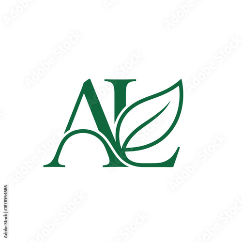 Elegant Green Leafy Letter A and L Logo Design.
