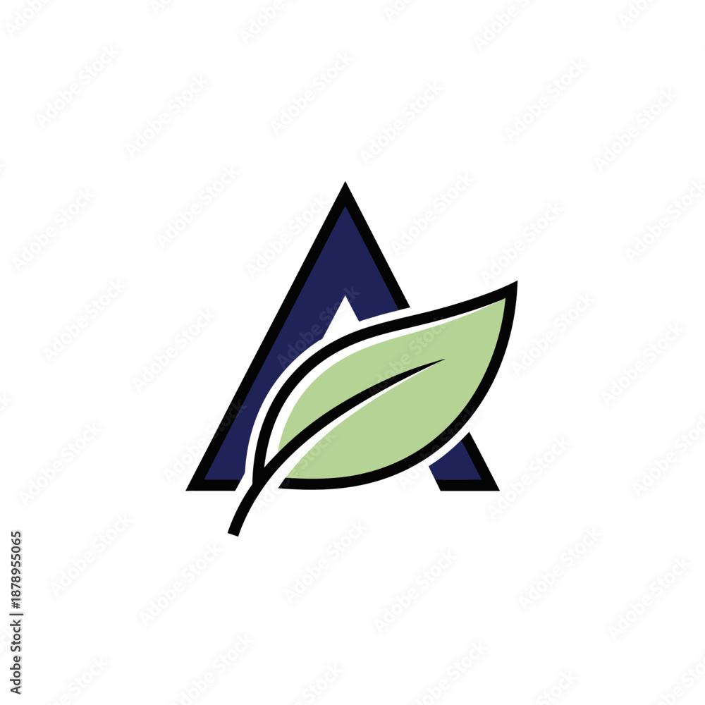 Fototapeta premium Letter A with Green Leaf Logo Design Concept.