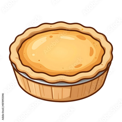 Delicious Golden Pie on Wooden Plate Freshly Baked in a Cozy Kitchen Setting