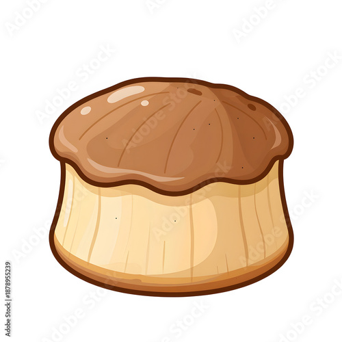 Delicious Round Chocolate Cake with Creamy Topping and Golden Base on White Background