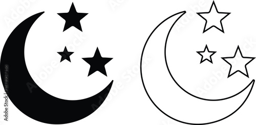 moon star two icon set vector illustration design 
