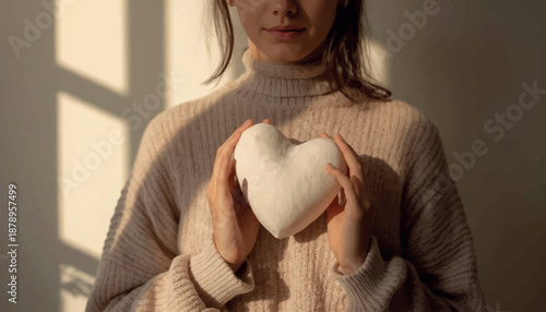 Self Love Valentine’s Day Lifestyle Concept with Person with heart and Emotional Mood