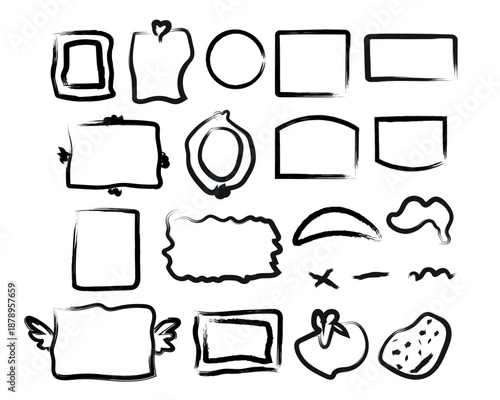 Collection of hand drawn rectangular and irregular shapes