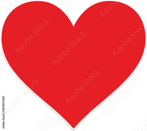 A simple red heart illustration viewed from the front showcasing love and affection in a minimalist style